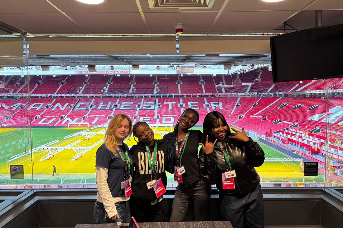 Students at Old Trafford, the competition venue
